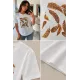 Kadın Kuş Tüyü Baskılı Tshirt