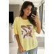 Kadın Kuş Tüyü Baskılı Tshirt