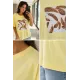 Kadın Kuş Tüyü Baskılı Tshirt