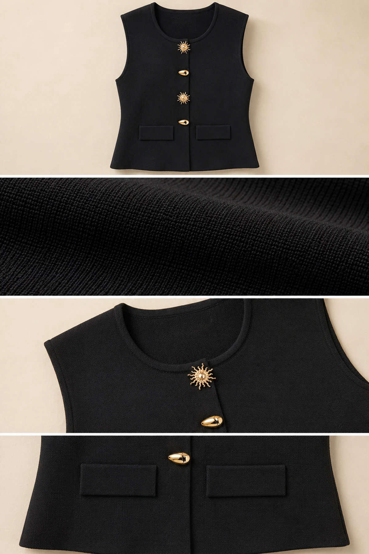 Kadın Güneş Düğmeli Blazer Yelek