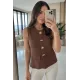 Kadın Güneş Düğmeli Blazer Yelek