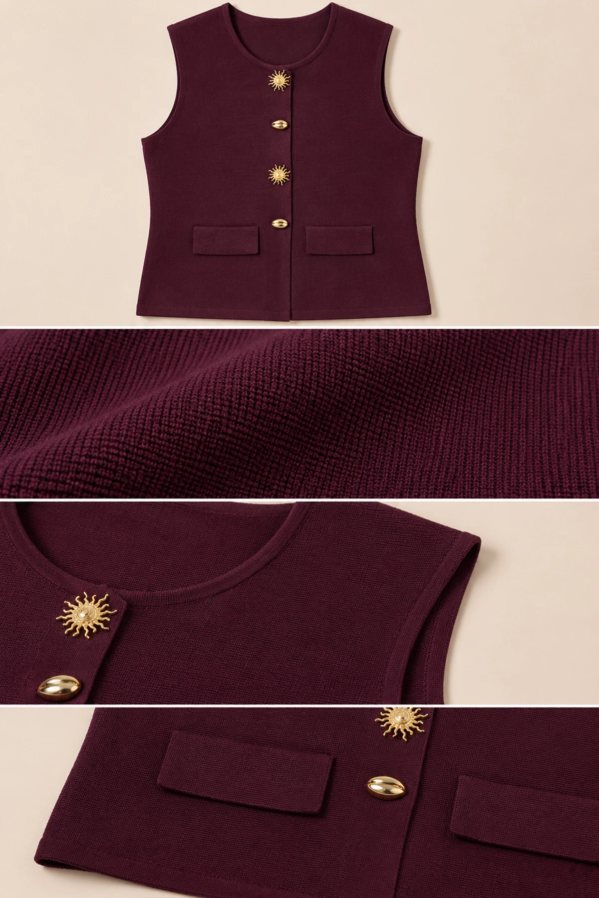 Kadın Güneş Düğmeli Blazer Yelek