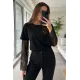 Kadın Kolları Dantelli Tişört