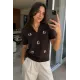 Kadın Çiçek Nakışlı Bluz