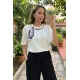 Kadın Yaka Flar Detaylı İkili Takım