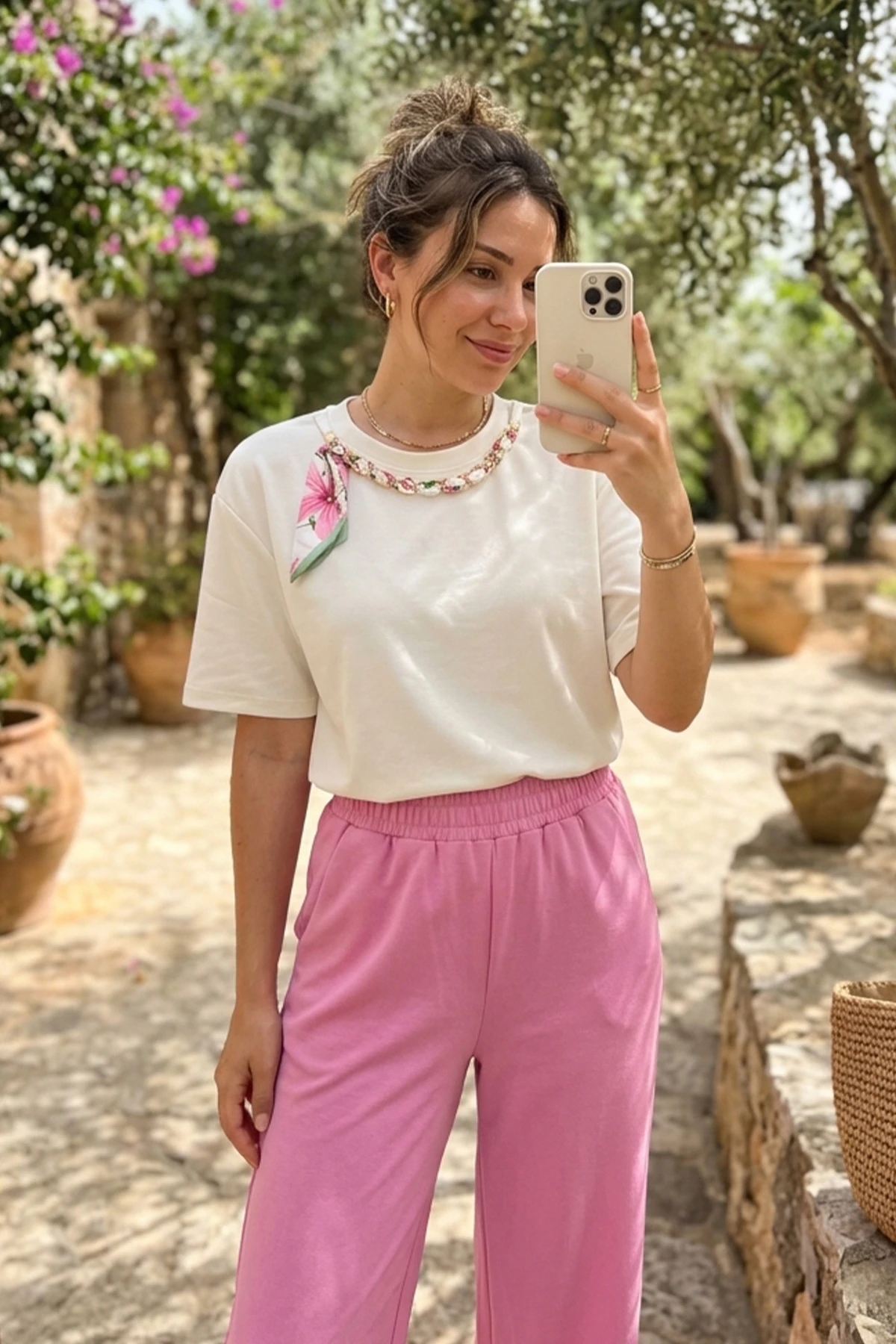 Kadın Yaka Flar Detaylı İkili Takım