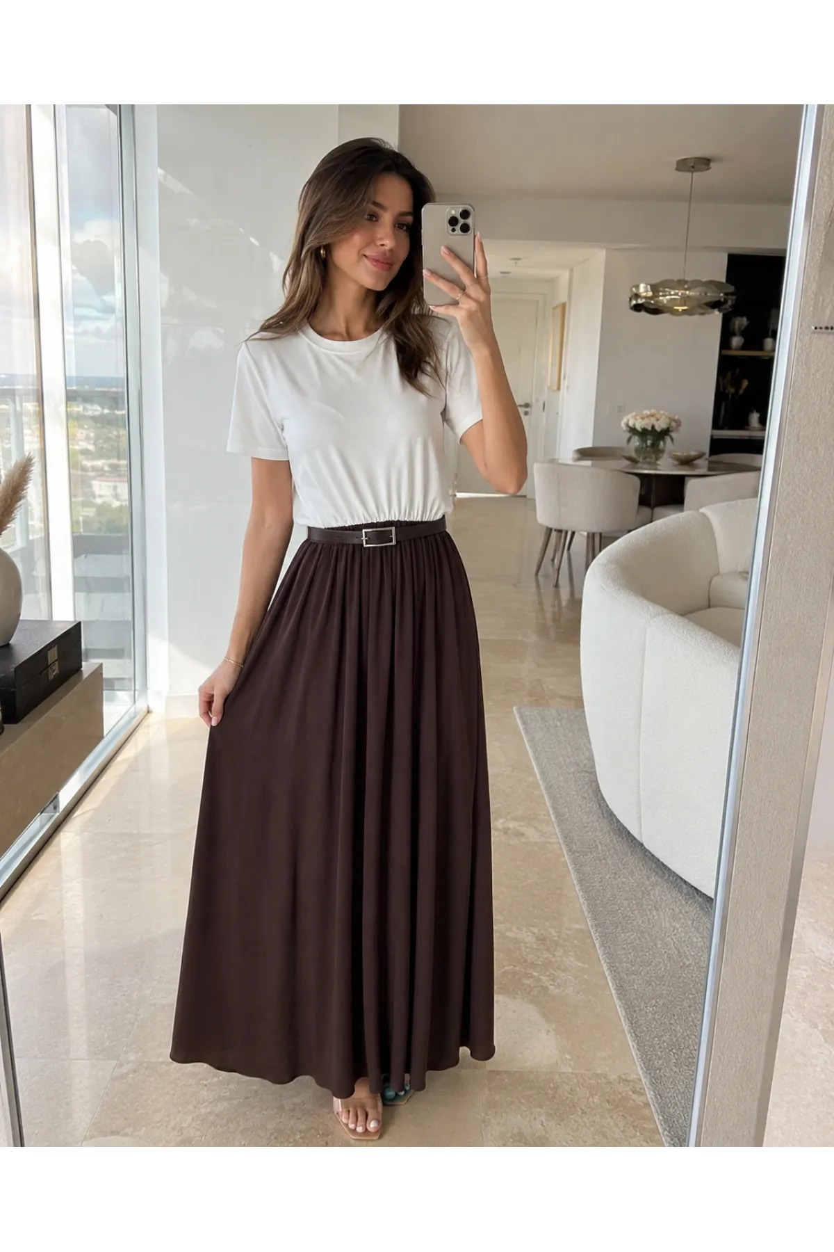 Kadın Kemer Detaylı Elbise