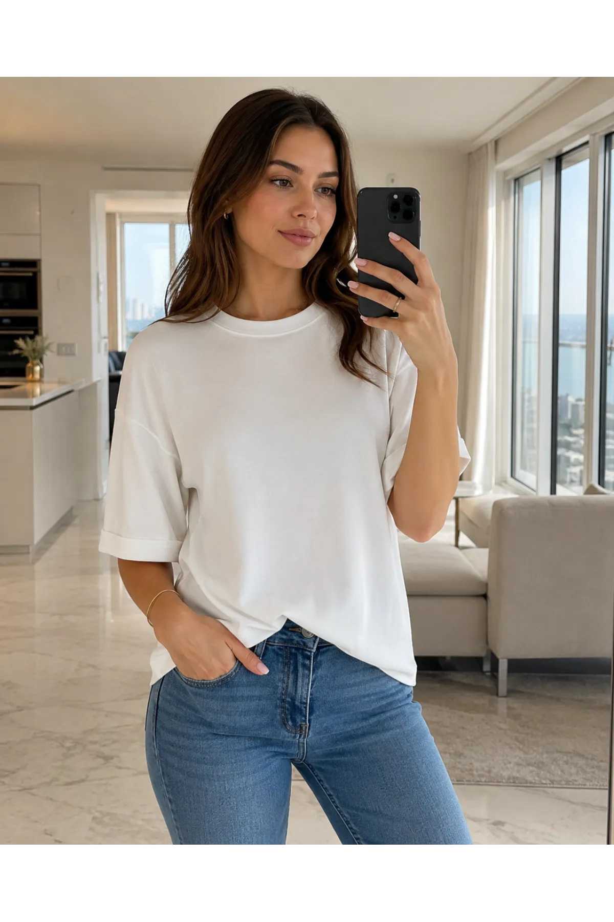 Kadın Yandan Yırtmaçlı Tshirt