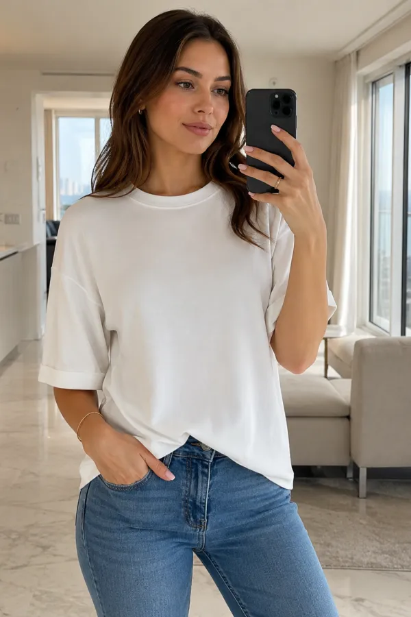 Kadın Yandan Yırtmaçlı Tshirt
