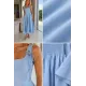 Kadın Askılı Keten Elbise
