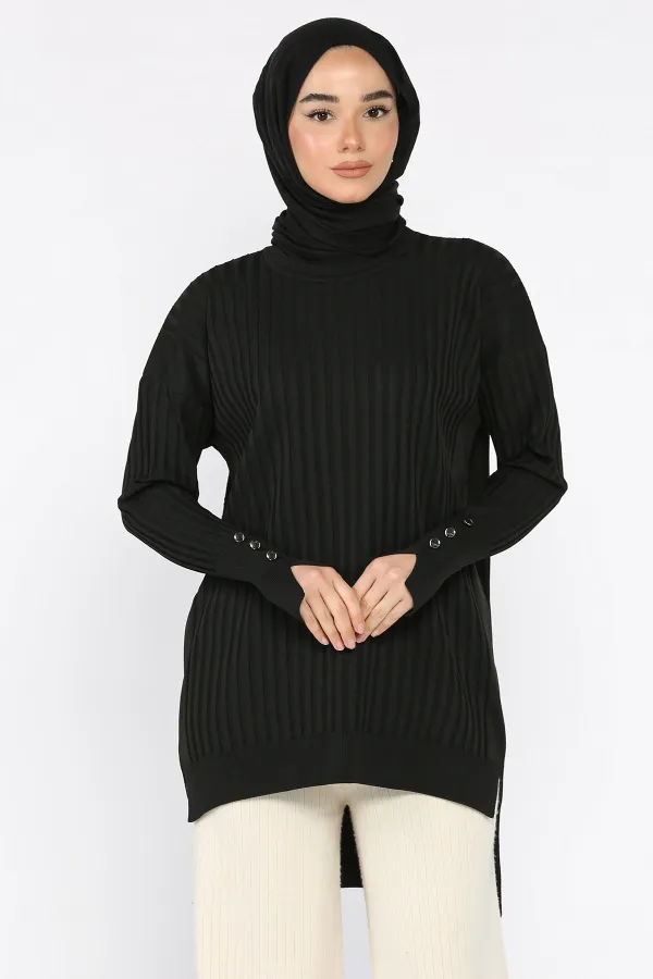 Kadın Ön Kısa Arka Uzun Polyester Tunik