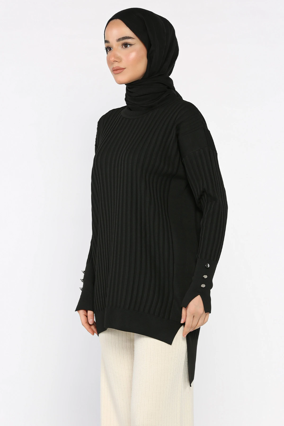 Kadın Ön Kısa Arka Uzun Polyester Tunik