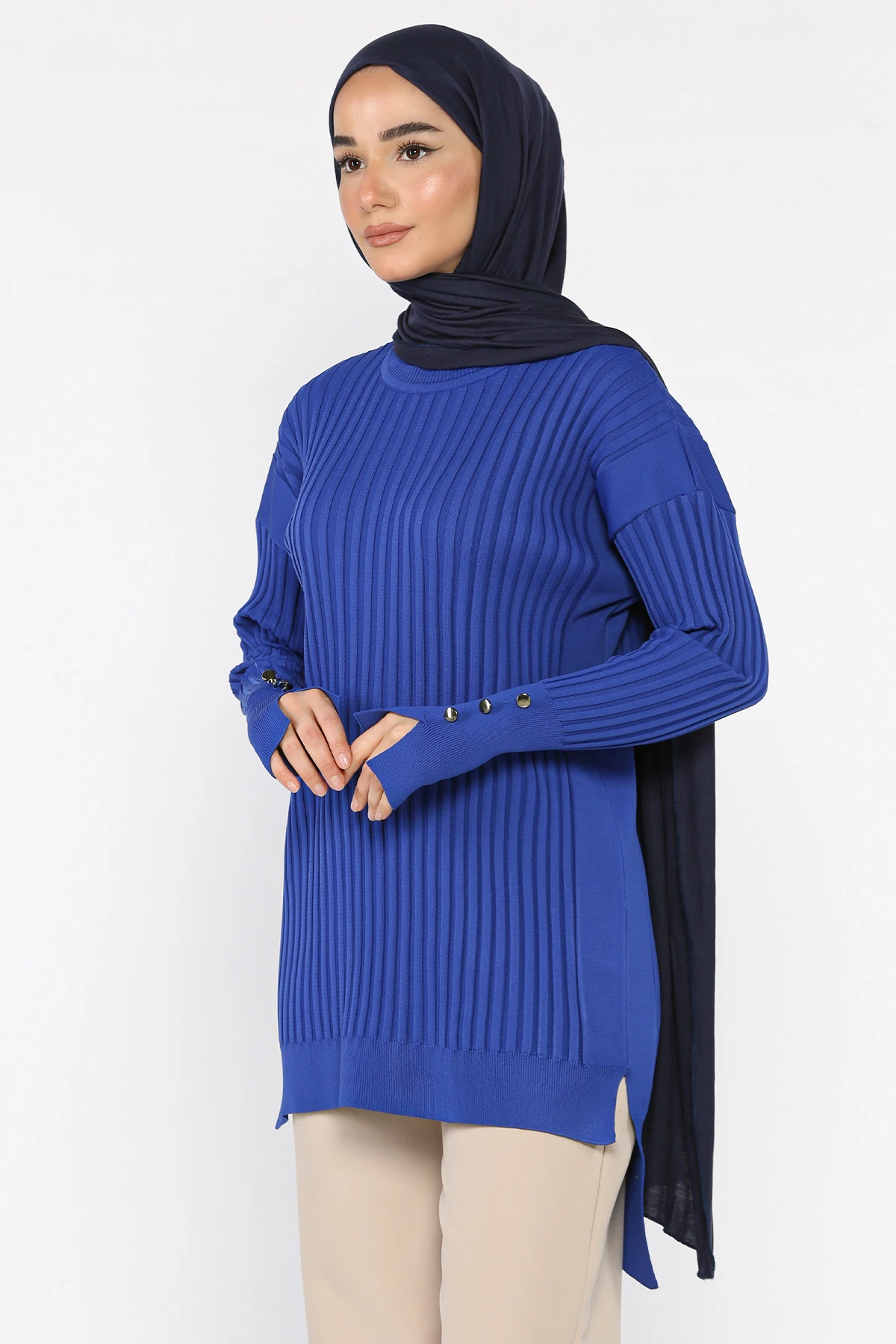 Kadın Ön Kısa Arka Uzun Polyester Tunik