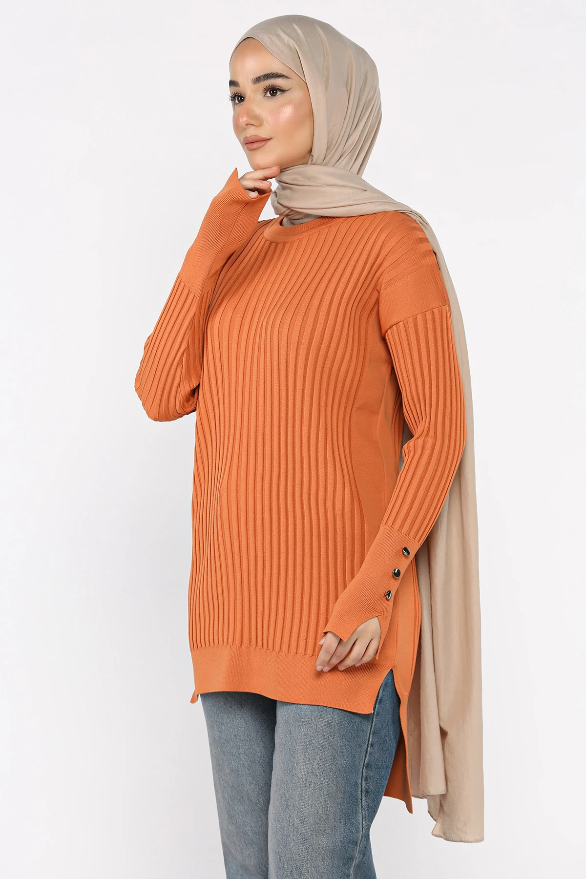Kadın Ön Kısa Arka Uzun Polyester Tunik
