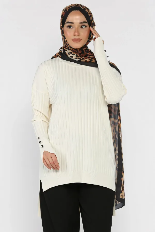 Kadın Ön Kısa Arka Uzun Polyester Tunik
