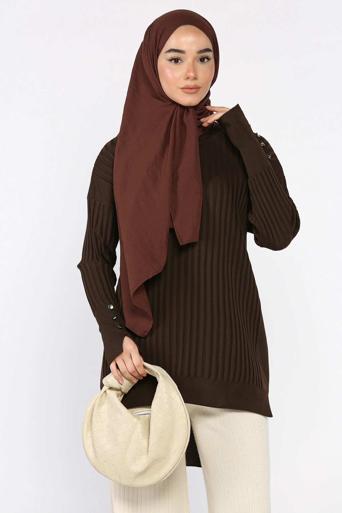 Kadın Ön Kısa Arka Uzun Polyester Tunik