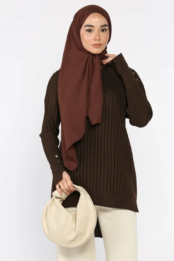 Kadın Ön Kısa Arka Uzun Polyester Tunik