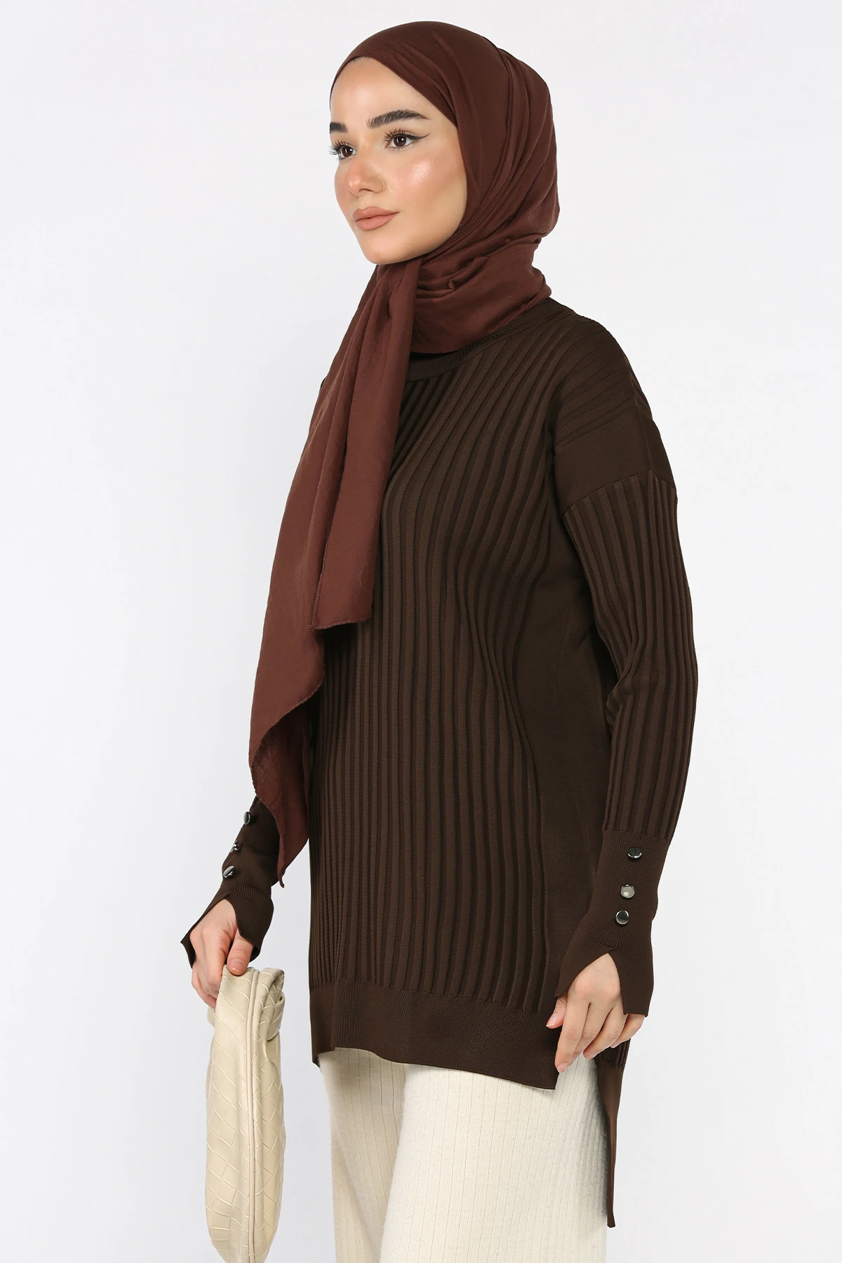 Kadın Ön Kısa Arka Uzun Polyester Tunik