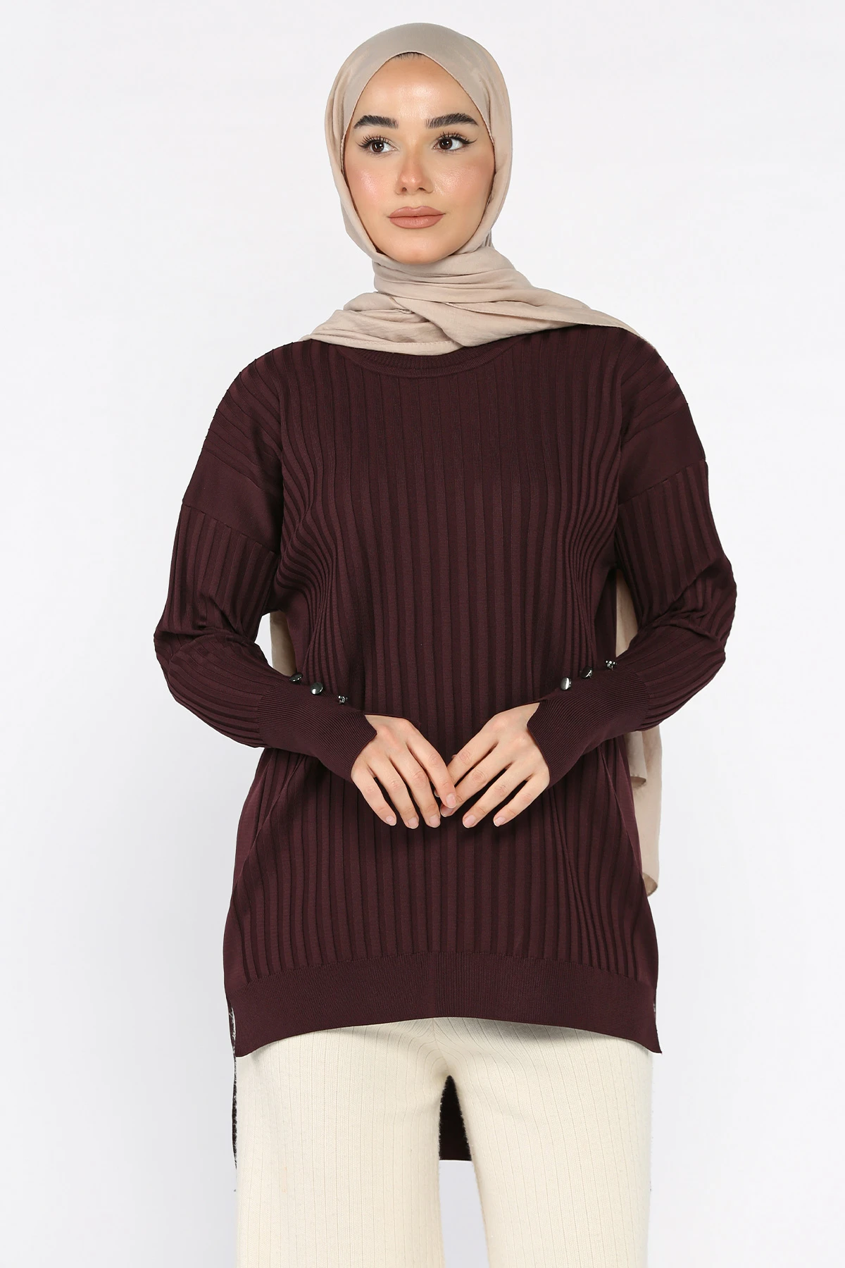 Kadın Ön Kısa Arka Uzun Polyester Tunik