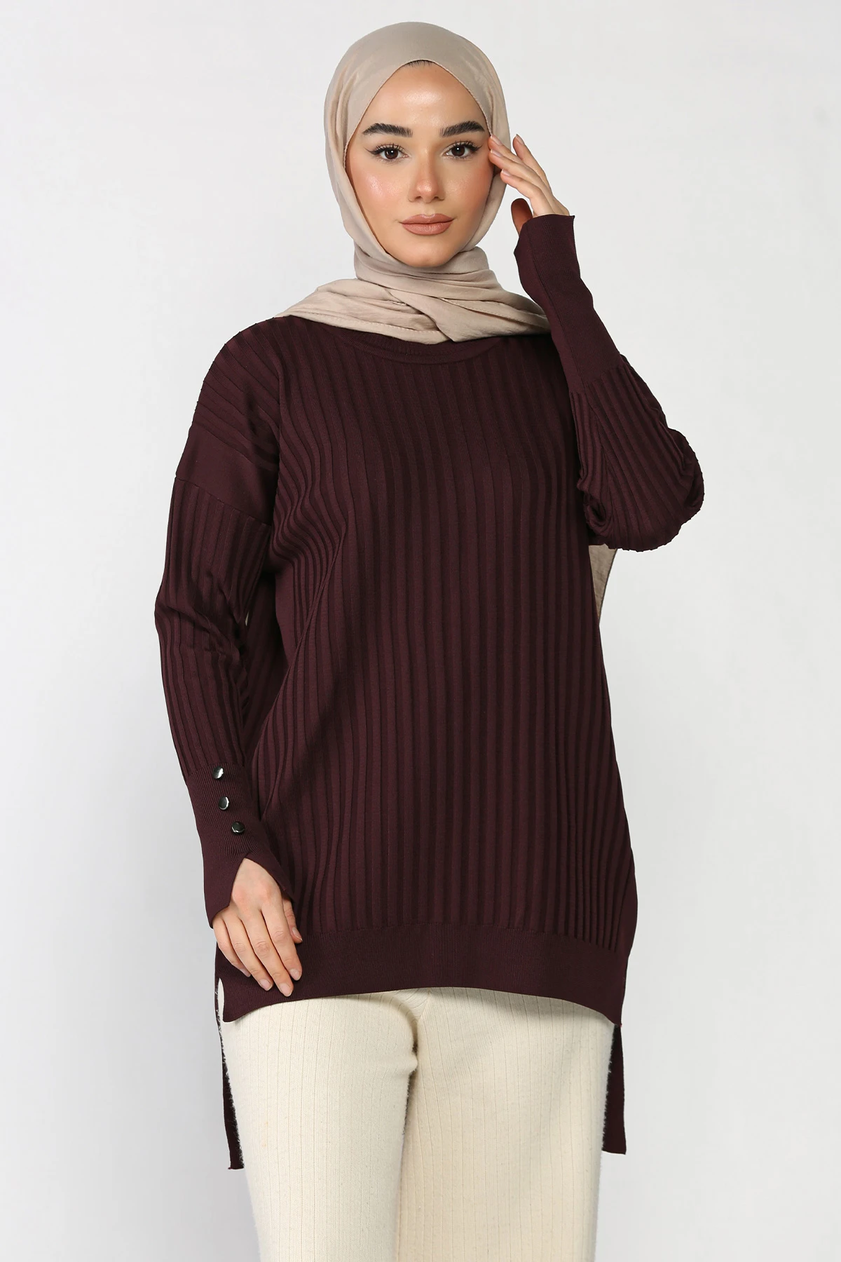 Kadın Ön Kısa Arka Uzun Polyester Tunik