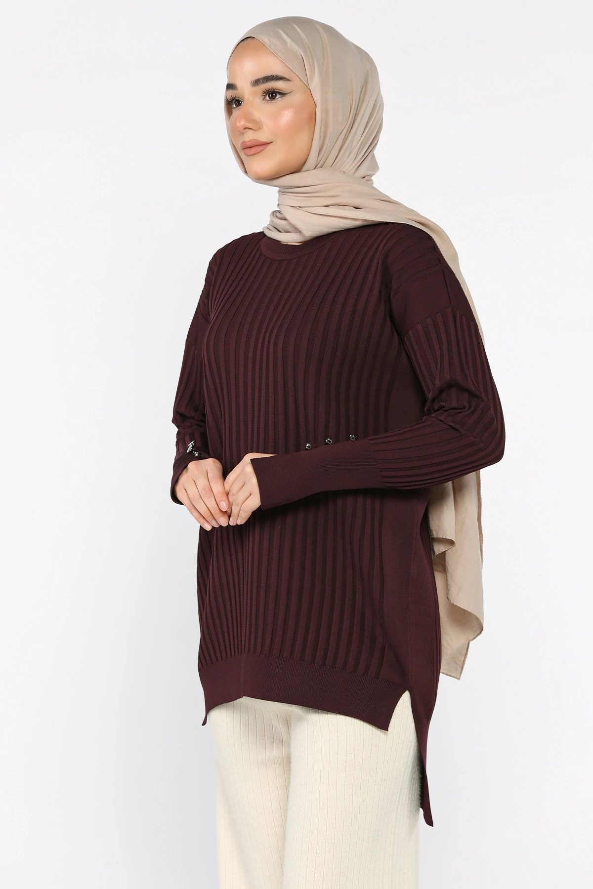 Kadın Ön Kısa Arka Uzun Polyester Tunik