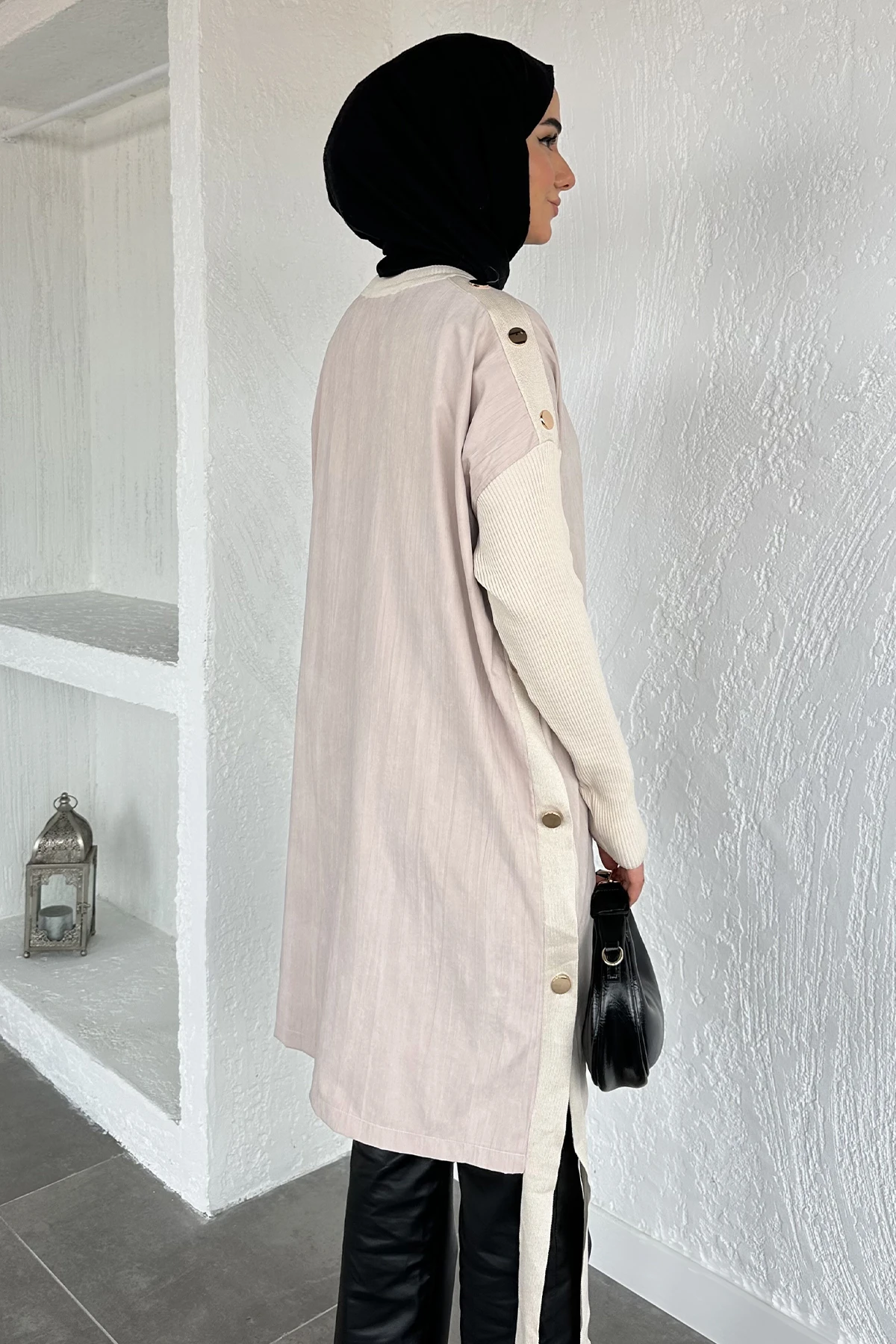 Kadın Omuz Çıtçıt Yan Düğmeli Tunik