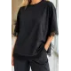 Kadın Kol Ve Etek Ucu Dantelli T-Shirt