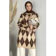 Kadın Baklava Desen Simli Simit Yaka Tunik