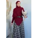Kadın Boğaz Yaka Asimetrik Kesim Bluz