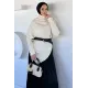 Kadın Boğaz Yaka Asimetrik Kesim Bluz