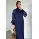 Kadın Kolu Nakışlı Uzun Elbise