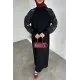 Kadın Kolu Nakışlı Uzun Elbise