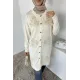 Kadın Gül Nakışlı Düğmeli Uzun Ceket