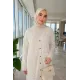 Kadın Gül Nakışlı Düğmeli Uzun Ceket