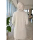 Kadın Gül Nakışlı Düğmeli Uzun Ceket
