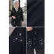 Kadın Gül Nakışlı Düğmeli Uzun Ceket