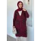 kadın V YAKA GÜL NAKIŞLI DÜĞMELİ UZUN CEKET