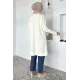 kadın V YAKA GÜL NAKIŞLI DÜĞMELİ UZUN CEKET
