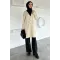kadın V YAKA GÜL NAKIŞLI DÜĞMELİ UZUN CEKET