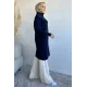 Kadın Yumuş İplik Düğmeli Uzun Ceket