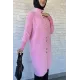 Kadın Yumuş İplik Düğmeli Uzun Ceket