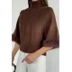 Kadın Balıkçı Yaka Kolları Tüylü Bluz