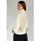 Kadın Balıkçı Yaka Kolları Tüylü Bluz