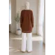 Kadın Düğmeli Çift Cepli Uzun Ceket