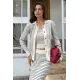 Kadın Çizgili Etekli Ceket İçlik Üçlü Takım