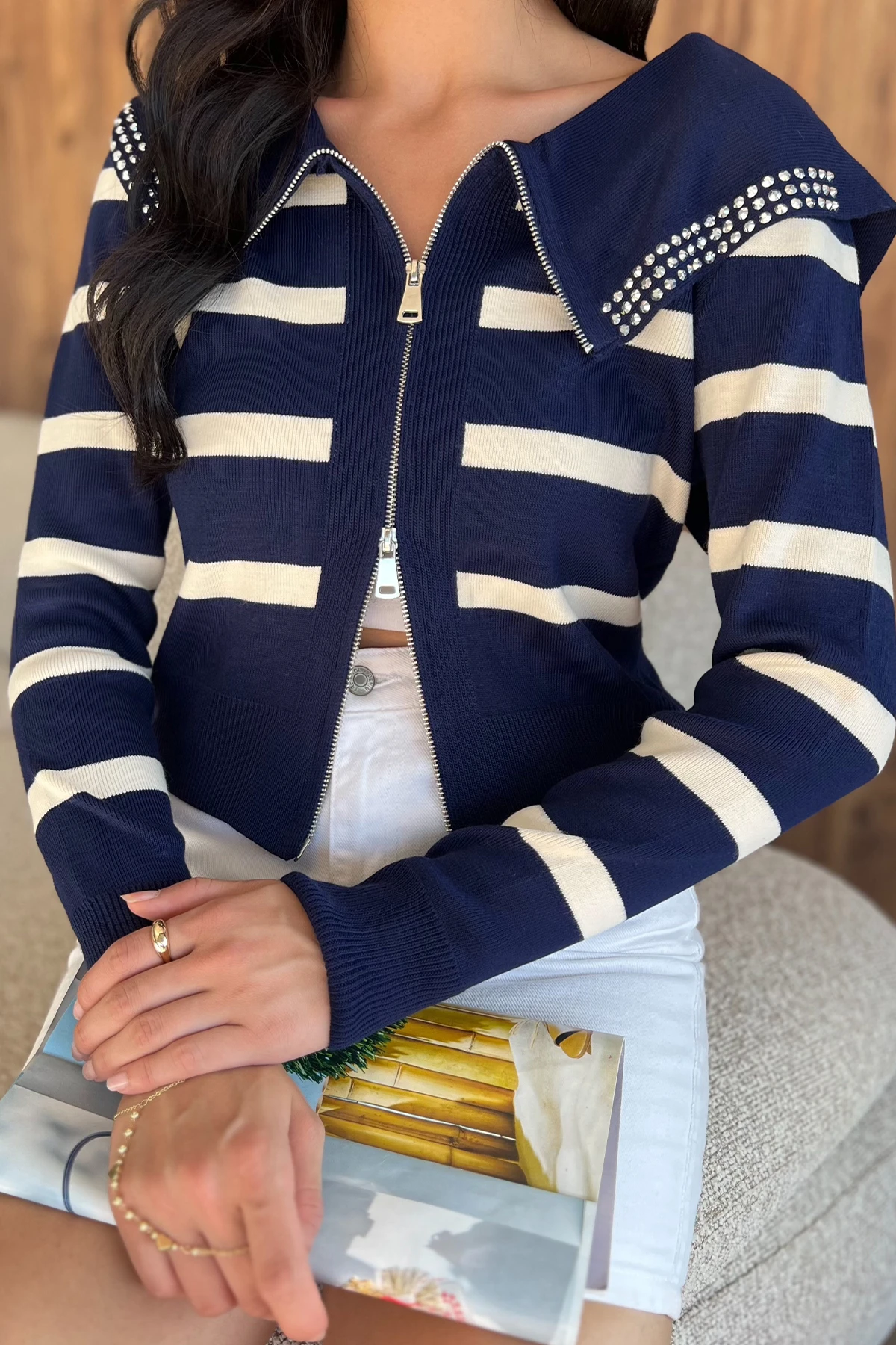 Kadın Bebek Yaka Fermuarlı Bluz