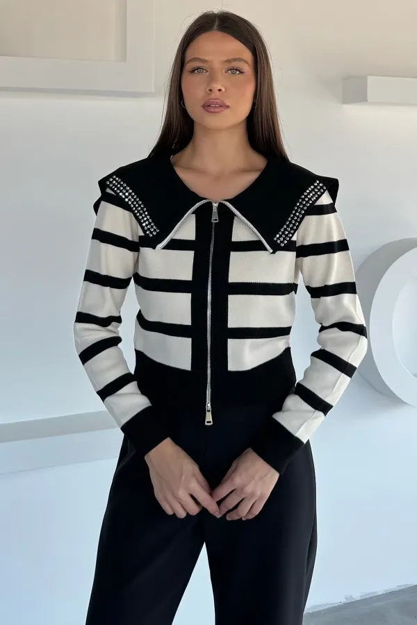 Kadın Bebek Yaka Fermuarlı Bluz