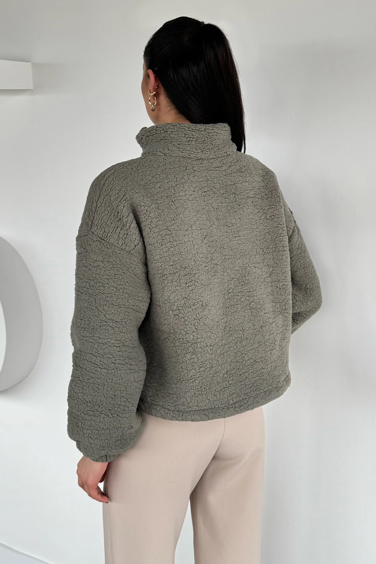 Kadın Bel Büzgülü Boğazlı Sweat