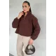 Kadın Bel Büzgülü Boğazlı Sweat