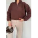 Kadın Bel Büzgülü Boğazlı Sweat